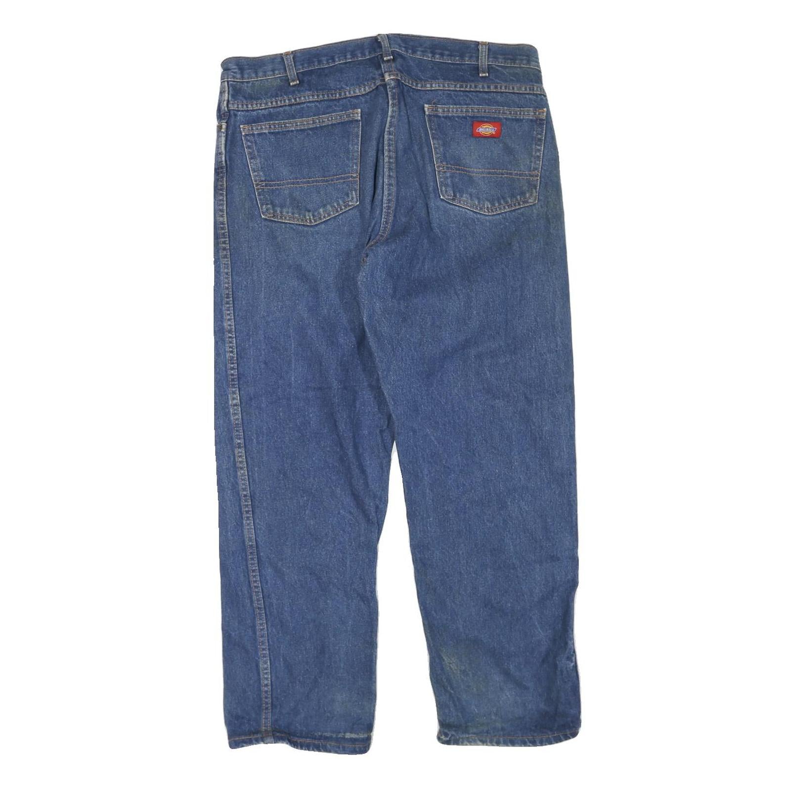 DICKIES Mens Blue Regular Fit Straight Denim Jeans W38 L28 Workwear