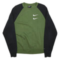 NIKE Mens Green & Black Sweatshirt Crew Neck S Printed Back Logo Cotton Blend