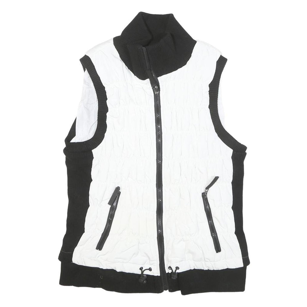 CALVIN KLEIN Womens Black & White Zip Jacket XL Polyester Blend Puffer