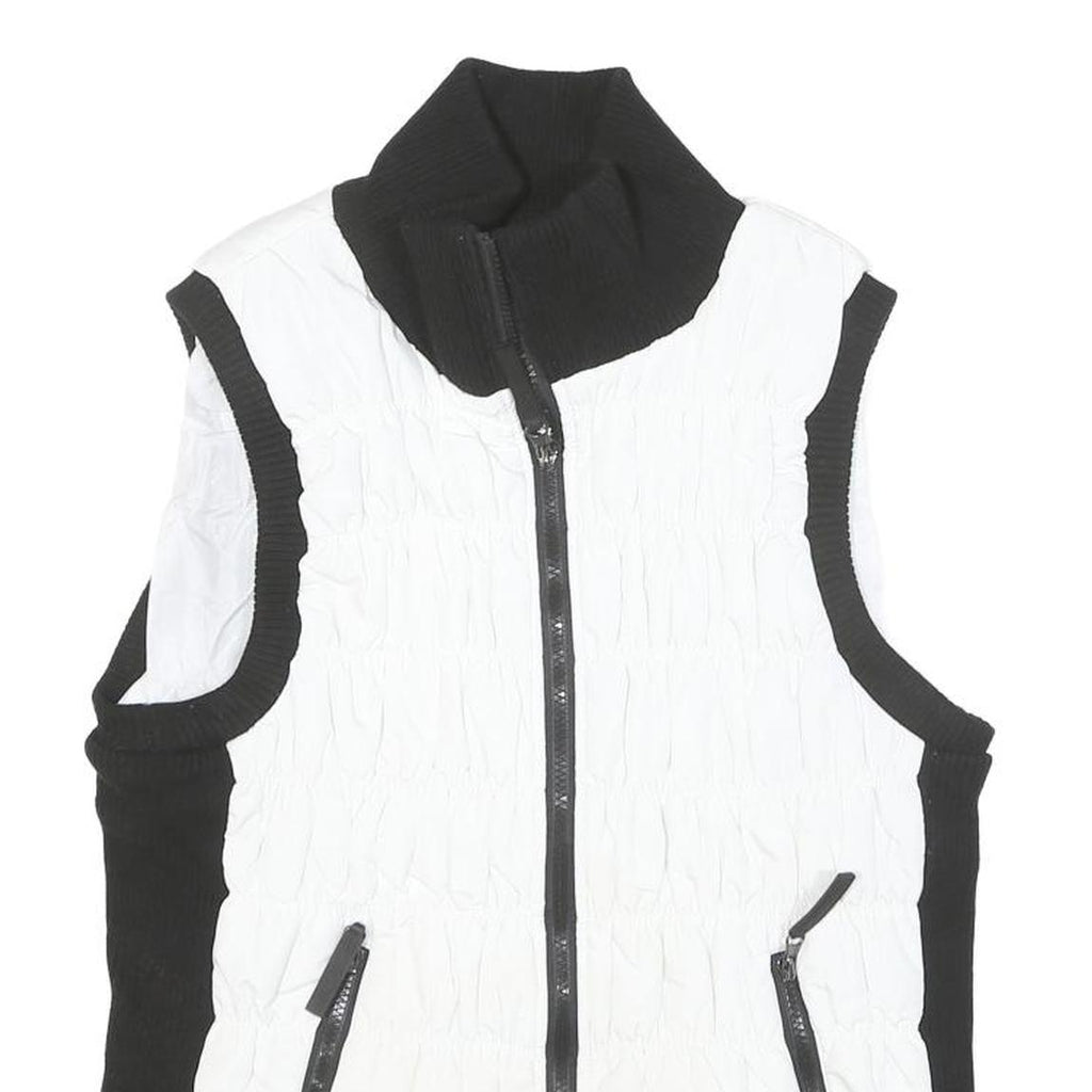 CALVIN KLEIN Womens Black & White Zip Jacket XL Polyester Blend Puffer