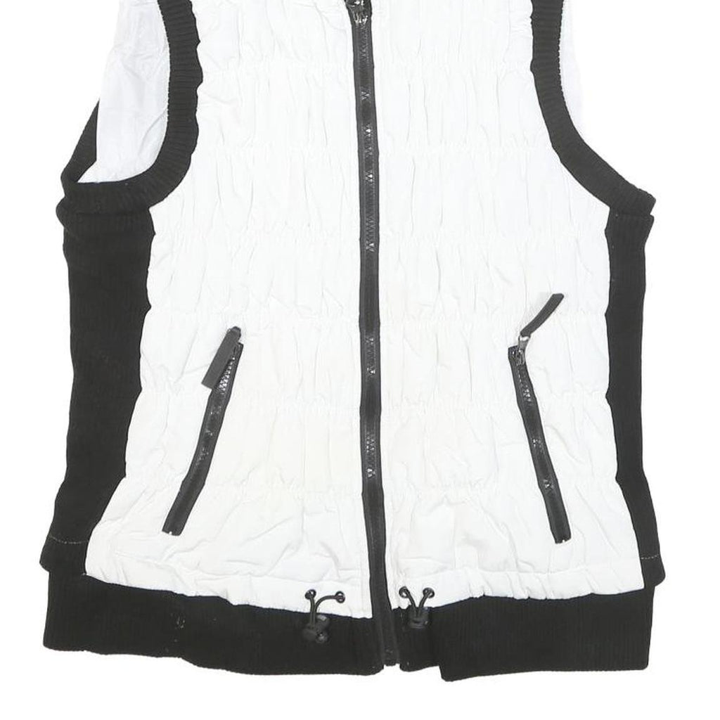 CALVIN KLEIN Womens Black & White Zip Jacket XL Polyester Blend Puffer