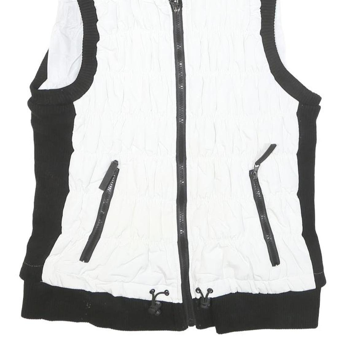 CALVIN KLEIN Womens Black & White Zip Jacket XL Polyester Blend Puffer