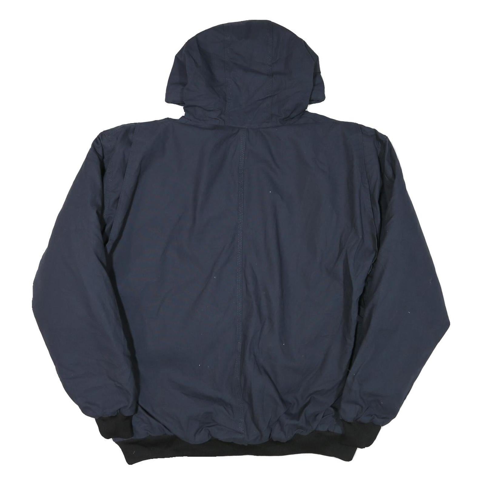 BERNE Mens Navy Blue Therma Zip Jacket 2XL Polyester Blend Hooded Workwear
