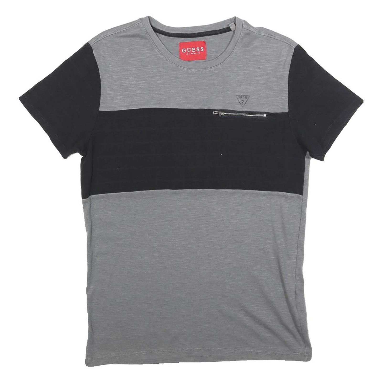 GUESS Mens Grey & Black Modern T-Shirt M Short Sleeve Crew Neck Cotton Blend