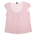 GAP Womens Pink & White Striped Basic Top Short Sleeve Round Neck M Cotton Blend