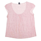 GAP Womens Pink & White Striped Basic Top Short Sleeve Round Neck M Cotton Blend