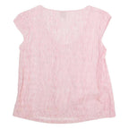 GAP Womens Pink & White Striped Basic Top Short Sleeve Round Neck M Cotton Blend