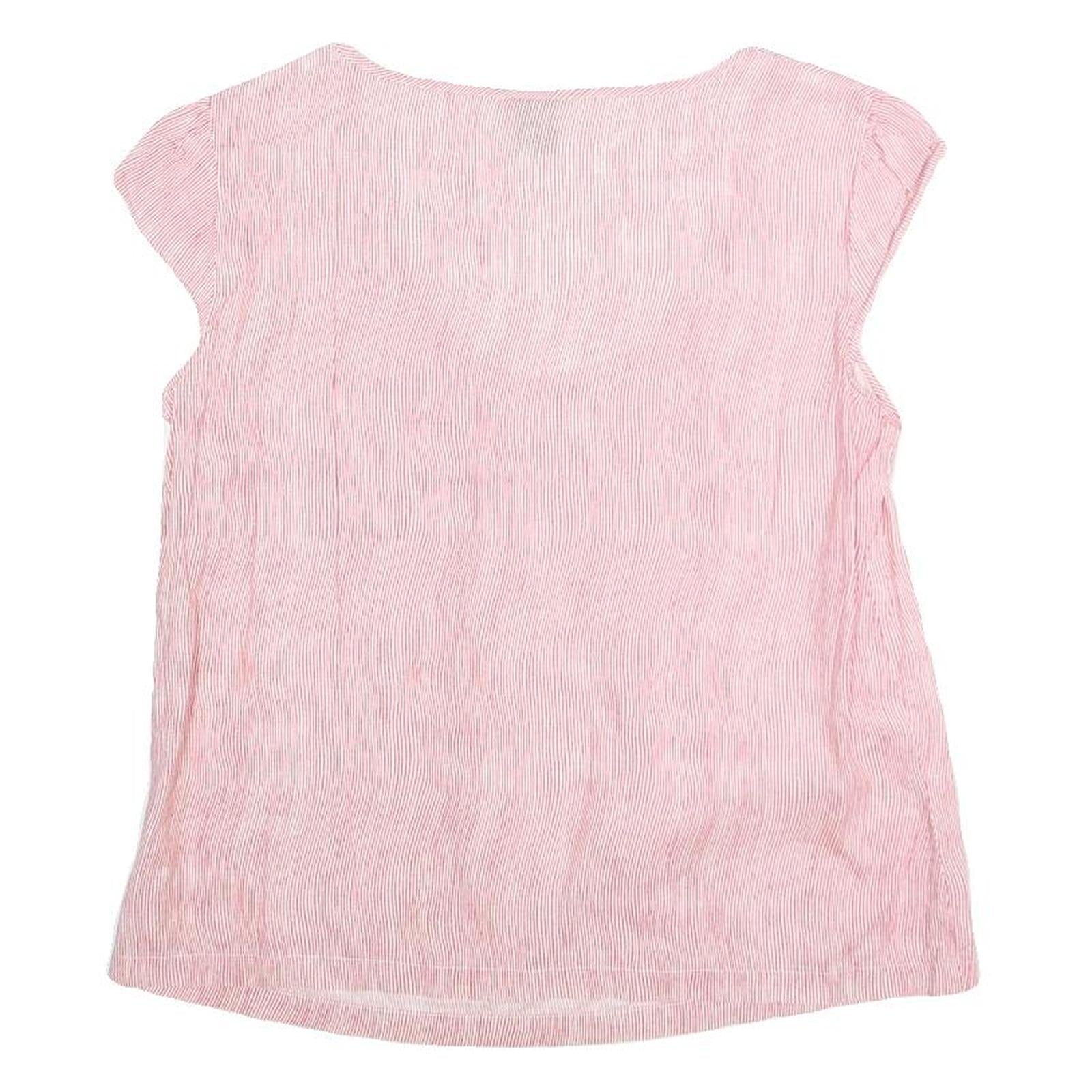GAP Womens Pink & White Striped Basic Top Short Sleeve Round Neck M Cotton Blend