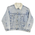 JUNGLE STEAMSHIPS CO Mens Blue Denim Sherpa Collar Jacket L Cotton Blend Button