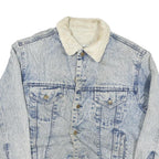JUNGLE STEAMSHIPS CO Mens Blue Denim Sherpa Collar Jacket L Cotton Blend Button