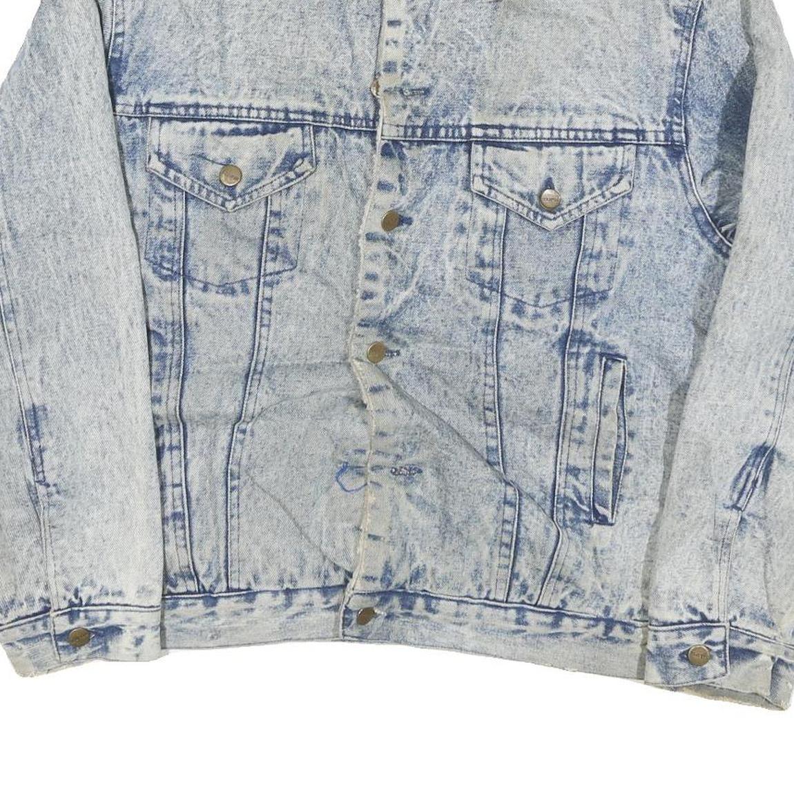 JUNGLE STEAMSHIPS CO Mens Blue Denim Sherpa Collar Jacket L Cotton Blend Button