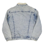 JUNGLE STEAMSHIPS CO Mens Blue Denim Sherpa Collar Jacket L Cotton Blend Button