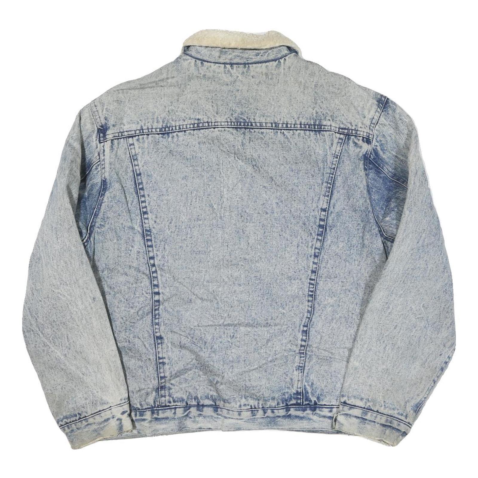 JUNGLE STEAMSHIPS CO Mens Blue Denim Sherpa Collar Jacket L Cotton Blend Button