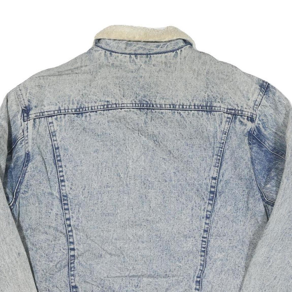 JUNGLE STEAMSHIPS CO Mens Blue Denim Sherpa Collar Jacket L Cotton Blend Button