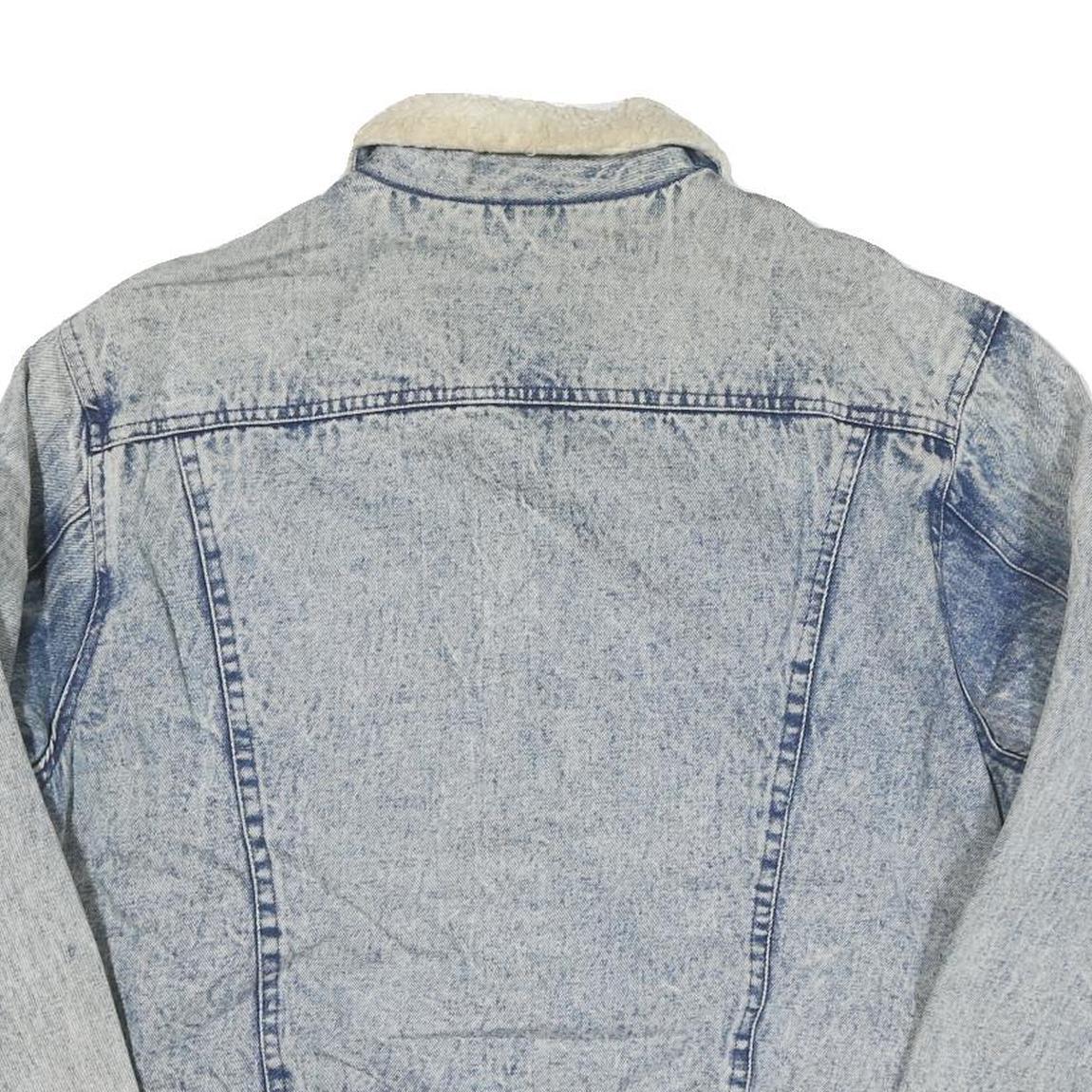 JUNGLE STEAMSHIPS CO Mens Blue Denim Sherpa Collar Jacket L Cotton Blend Button