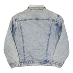 JUNGLE STEAMSHIPS CO Mens Blue Denim Sherpa Collar Jacket L Cotton Blend Button