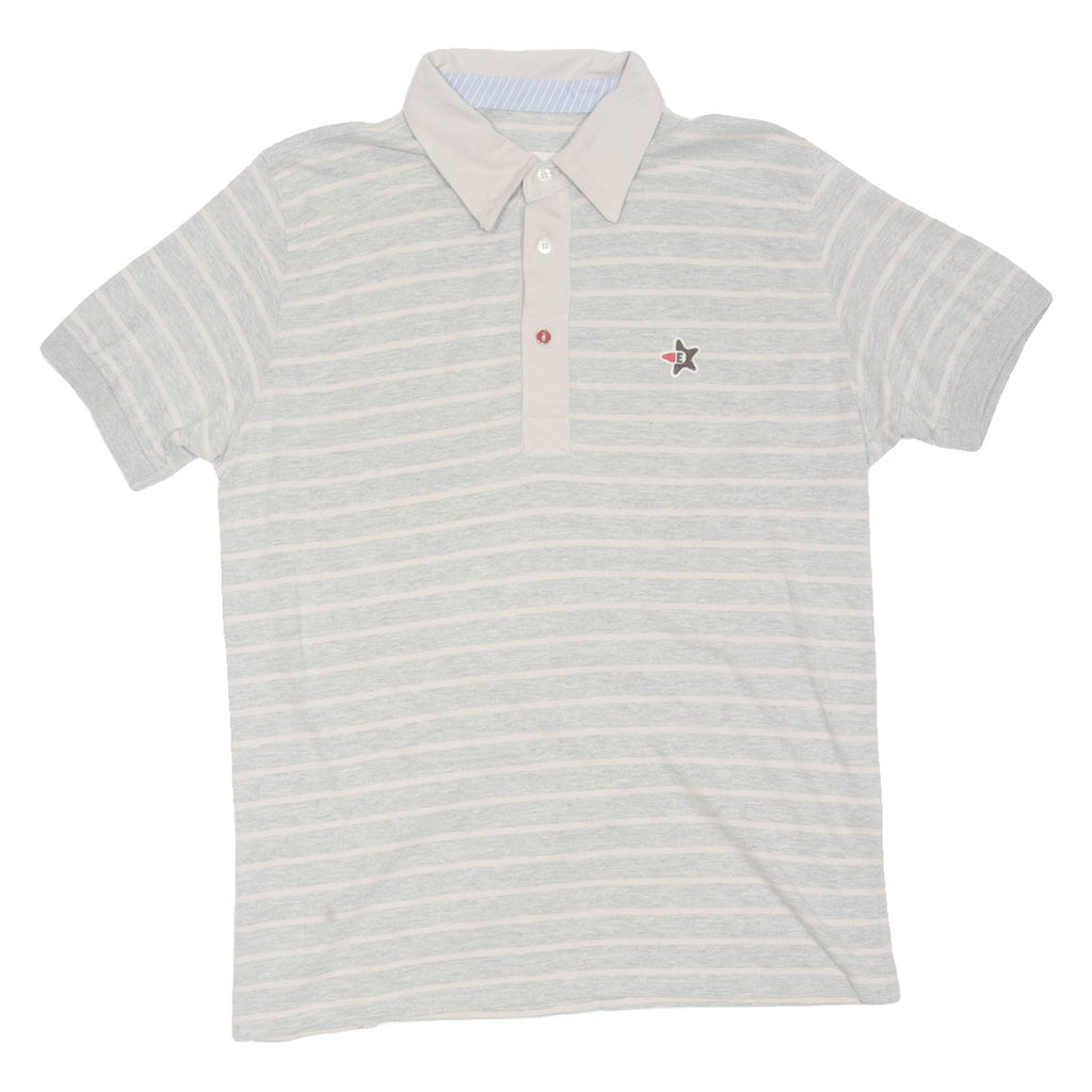 EL DON Mens Polo Shirt Grey Striped L