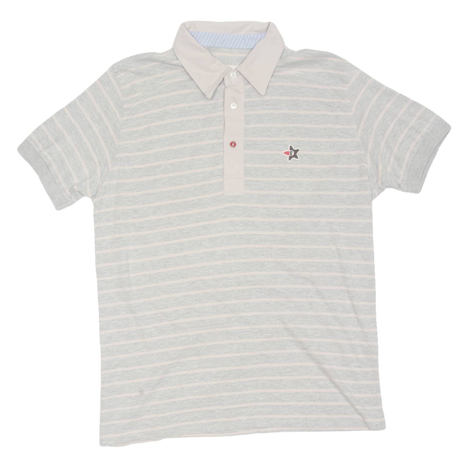 EL DON Mens Polo Shirt Grey Striped L