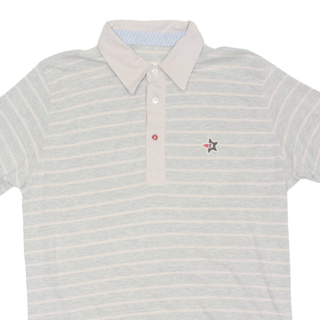 EL DON Mens Polo Shirt Grey Striped L