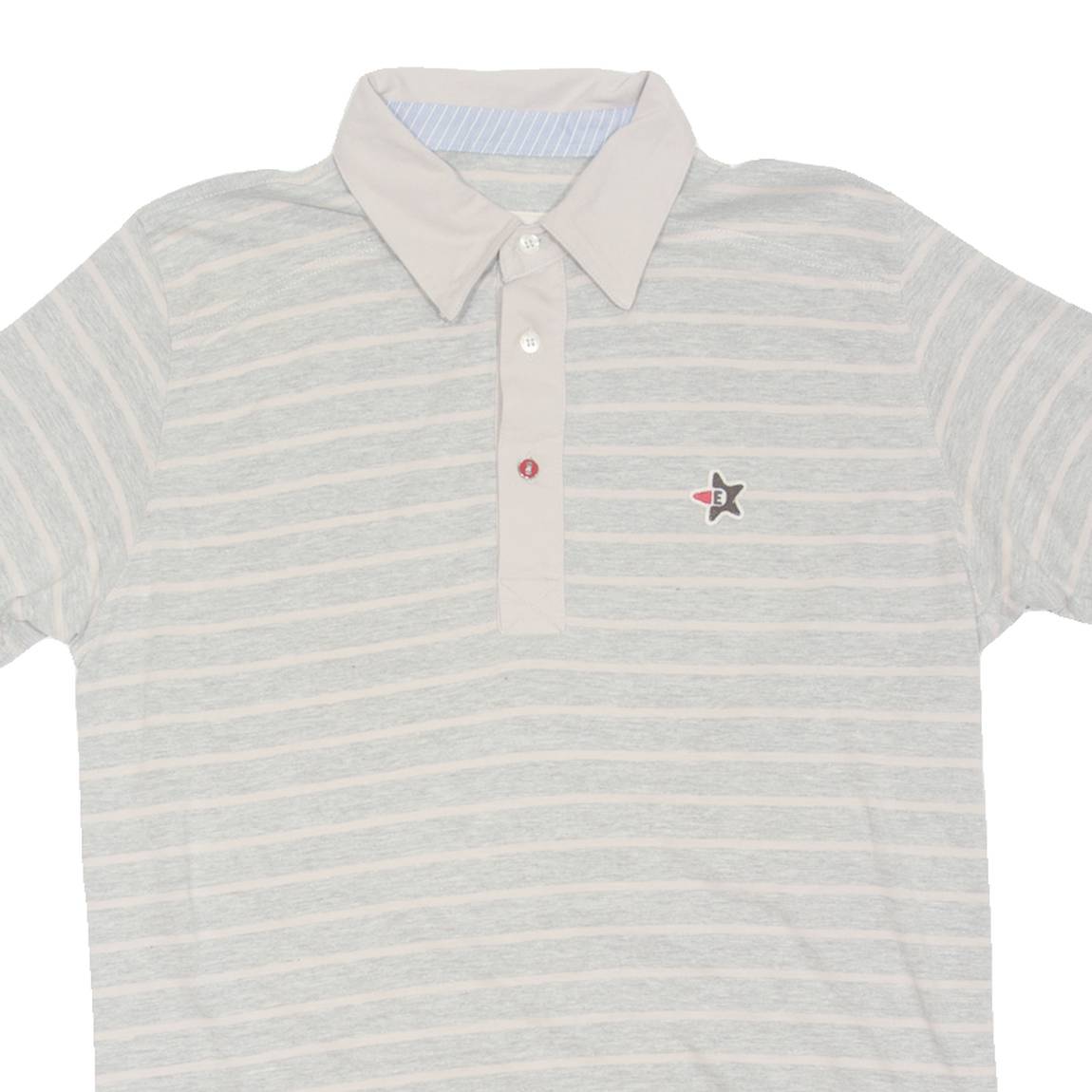 EL DON Mens Polo Shirt Grey Striped L