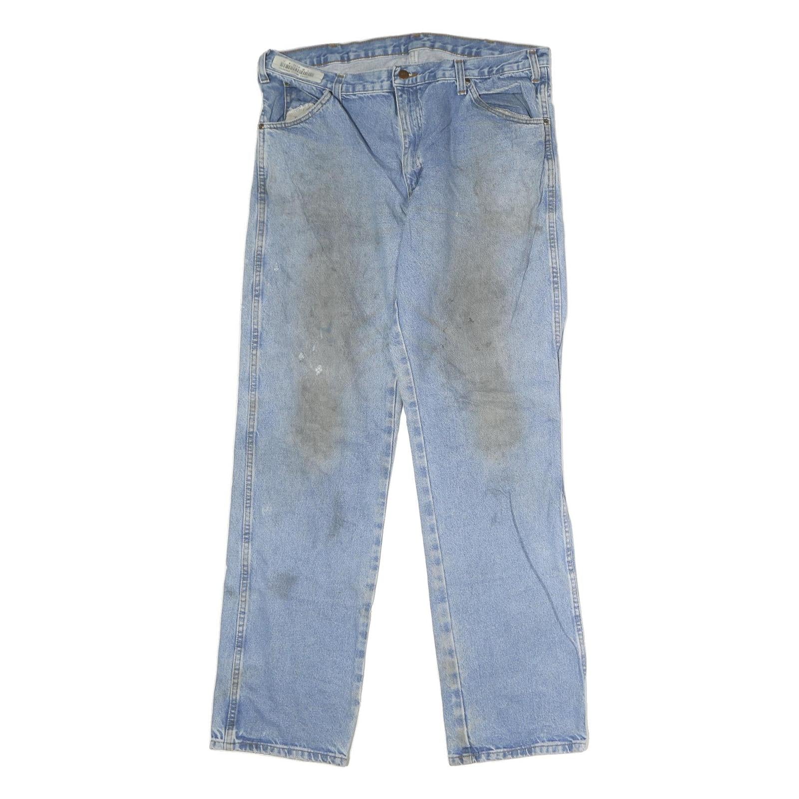 DICKIES Mens Jeans Blue Regular Straight Denim Light W38 L36 Workwear Zip