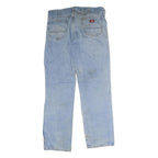 DICKIES Mens Jeans Blue Regular Straight Denim Light W38 L36 Workwear Zip