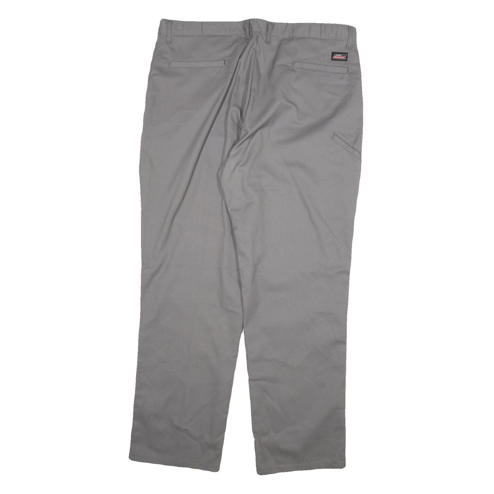 DICKIES Mens Regular Fit Grey Cotton Blend Straight Leg Trousers W38 L31