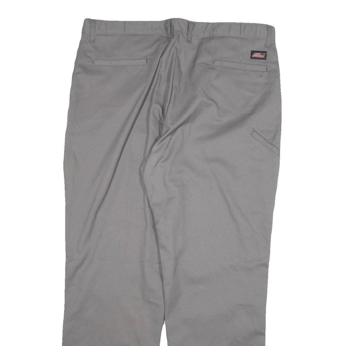 DICKIES Mens Regular Fit Grey Cotton Blend Straight Leg Trousers W38 L31