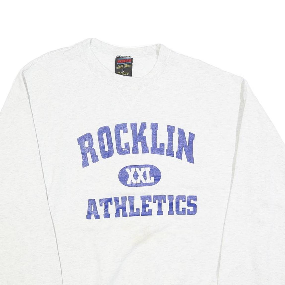 SOFFE Mens White Rocklin Athletics Crew Neck L Cotton Blend Sweatshirt
