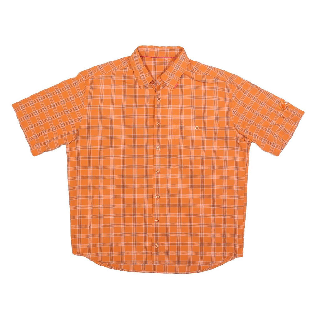 MAMMUT Mens Orange Check Outdoor Short Sleeve Shirt L Lightweight Casual