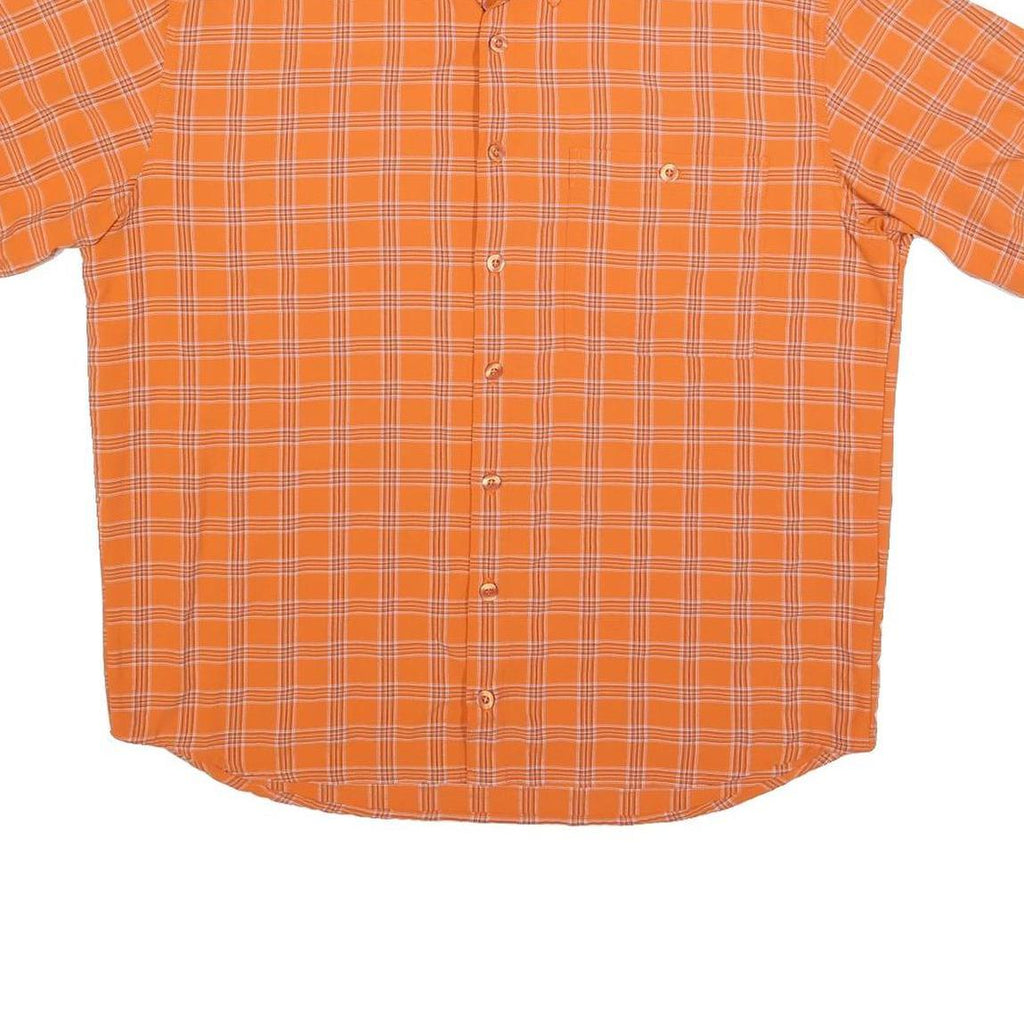 MAMMUT Mens Orange Check Outdoor Short Sleeve Shirt L Lightweight Casual