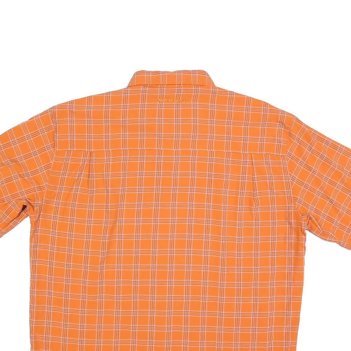 MAMMUT Mens Orange Check Outdoor Short Sleeve Shirt L Lightweight Casual