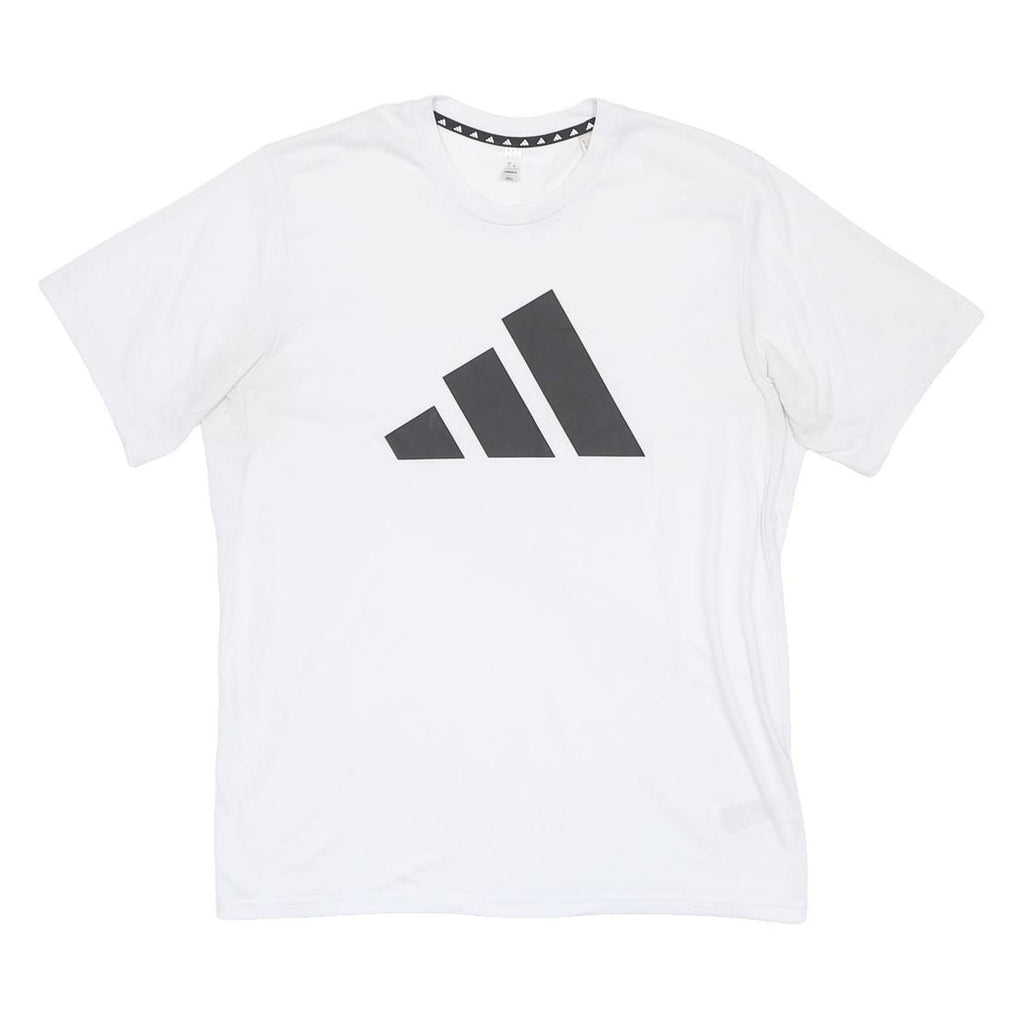 ADIDAS Mens White Black Logo Graphic T-Shirt L Short Sleeve Crew Neck Sportswear