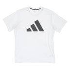 ADIDAS Mens White Black Logo Graphic T-Shirt L Short Sleeve Crew Neck Sportswear