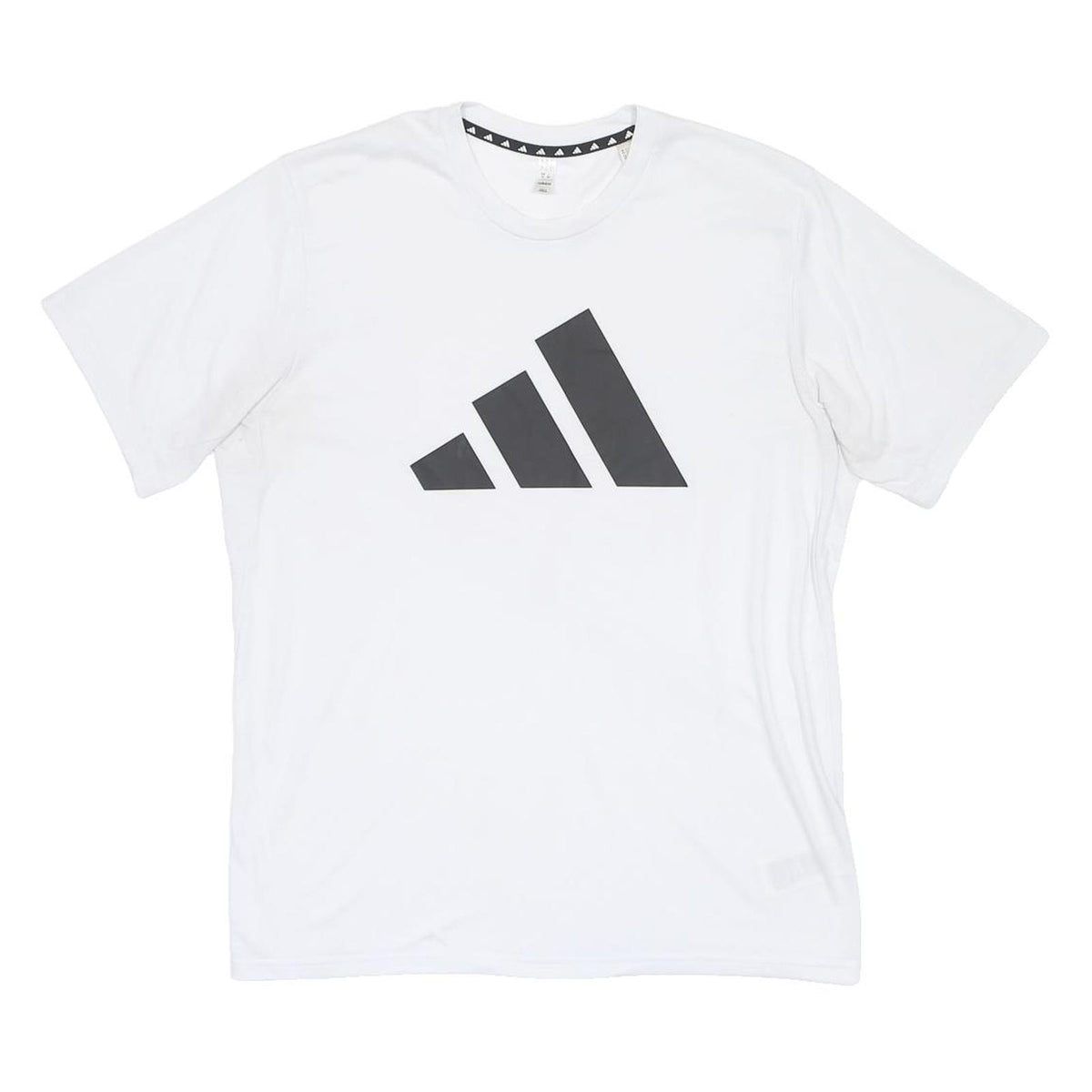 ADIDAS Mens White Black Logo Graphic T-Shirt L Short Sleeve Crew Neck Sportswear