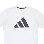 ADIDAS Mens White Black Logo Graphic T-Shirt L Short Sleeve Crew Neck Sportswear