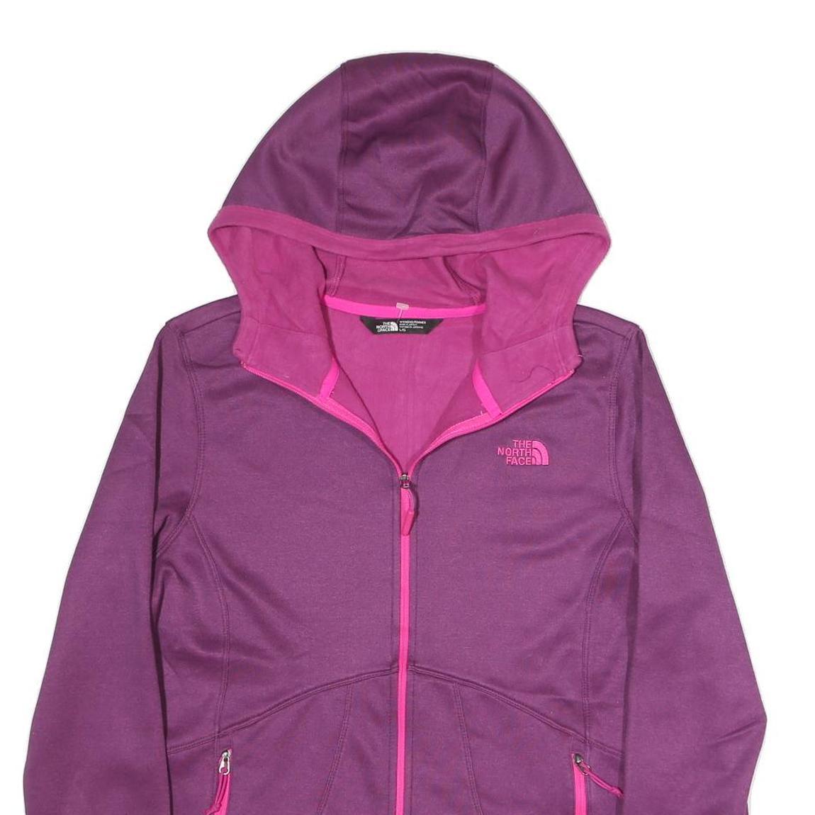 THE NORTH FACE Womens Purple & Pink Hooded Jacket L Polyester Blend Zip