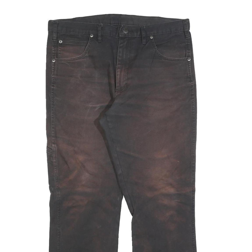 DICKIES Mens Relaxed Fit Black Cotton Blend Jeans W34 L30 Workwear Style Zip