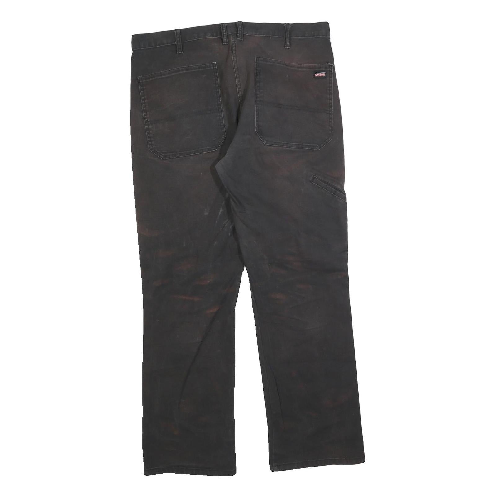 DICKIES Mens Relaxed Fit Black Cotton Blend Jeans W34 L30 Workwear Style Zip
