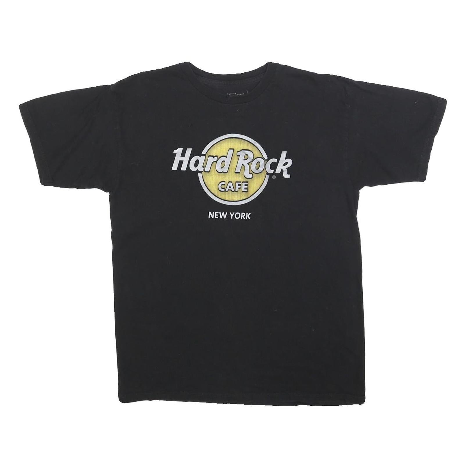 HARD ROCK CAFE Mens Black Yellow Graphic T-Shirt M Short Sleeve Crew Neck Logo
