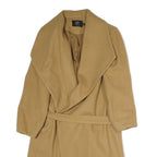 FASHION EXPLORE Womens Beige Classic Jacket M Cotton Plain Belted Long Sleeve