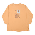 Mens Orange Sweatshirt Crew Neck L Cotton Blend Graphic Print Casual