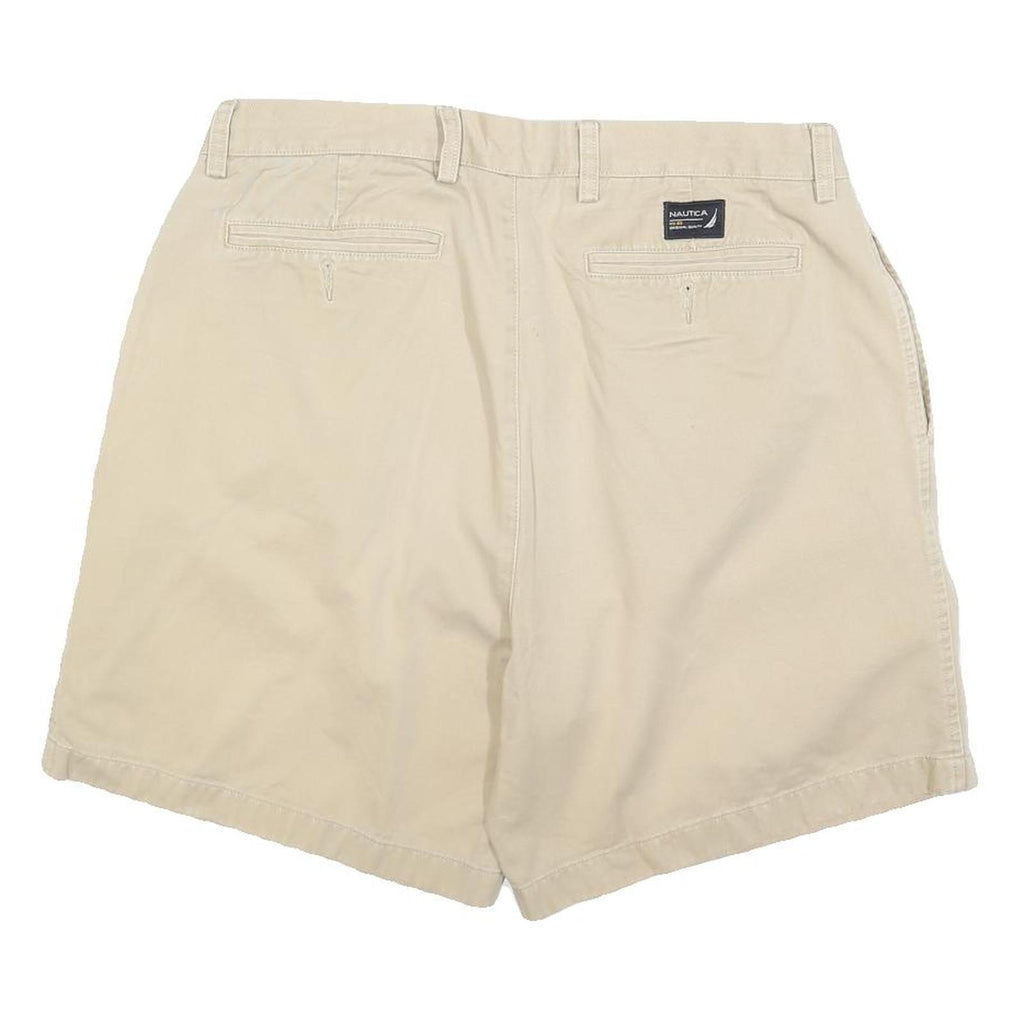 NAUTICA Mens Shorts Beige Casual Plain L W36 Cotton Blend Classic Comfort