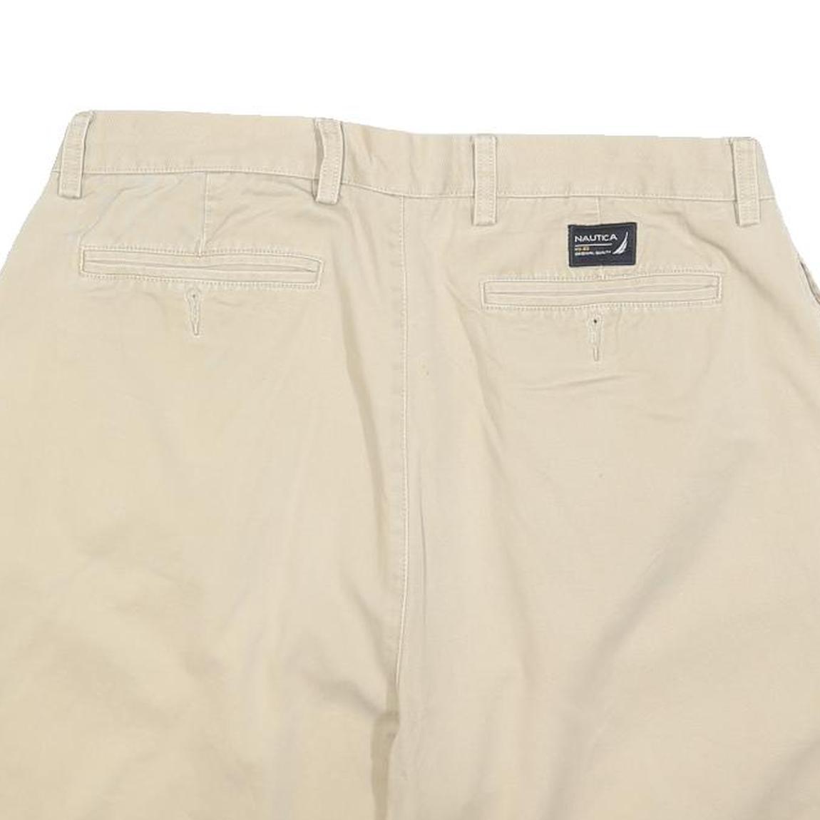 NAUTICA Mens Shorts Beige Casual Plain L W36 Cotton Blend Classic Comfort