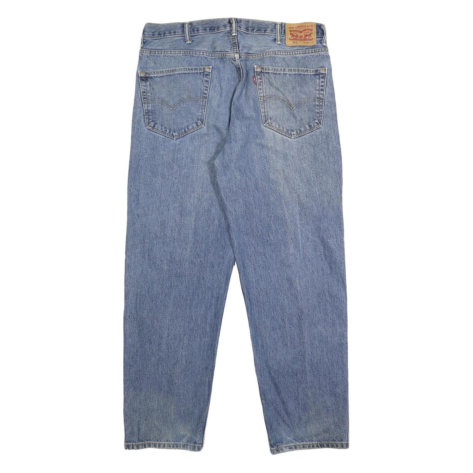 LEVI'S 550 Tapered Mens Jeans Blue Relaxed Cotton Medium W38 L32 Classic Zip