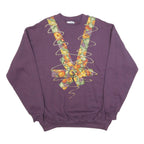 LEE Womens Purple Sweatshirt XL Cotton Blend Crew Neck Floral Print Relaxed Fit