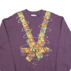 LEE Womens Purple Sweatshirt XL Cotton Blend Crew Neck Floral Print Relaxed Fit
