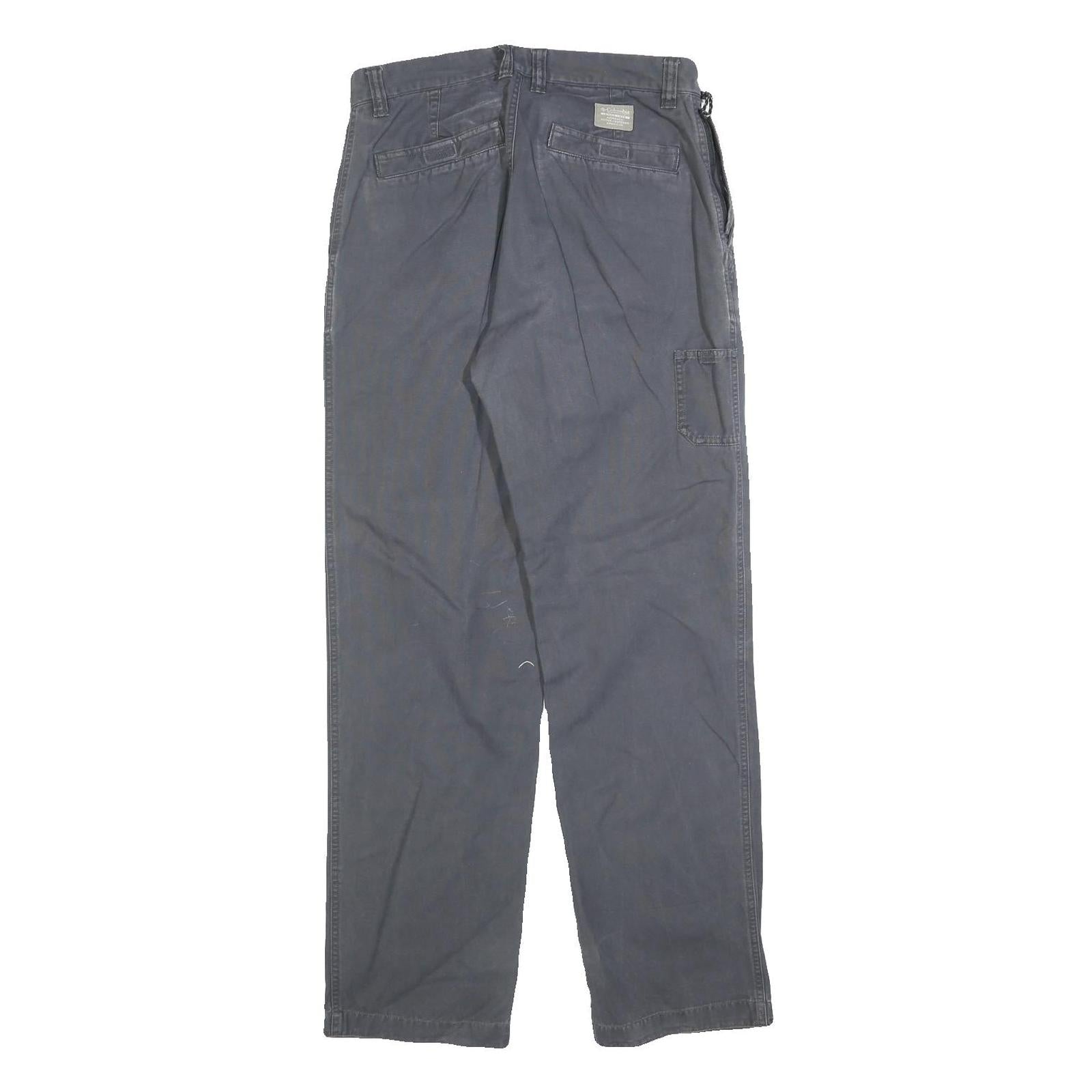 COLUMBIA Womens Regular Fit Blue Cotton Blend Straight Leg Trousers W28 L30