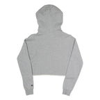 CHAMPION Womens Grey Cropped Hoodie XS Cotton Blend Pullover Casual Sportswear