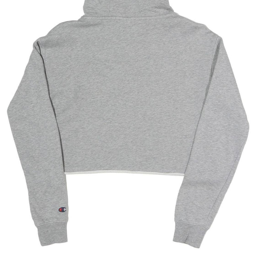 CHAMPION Womens Grey Cropped Hoodie XS Cotton Blend Pullover Casual Sportswear
